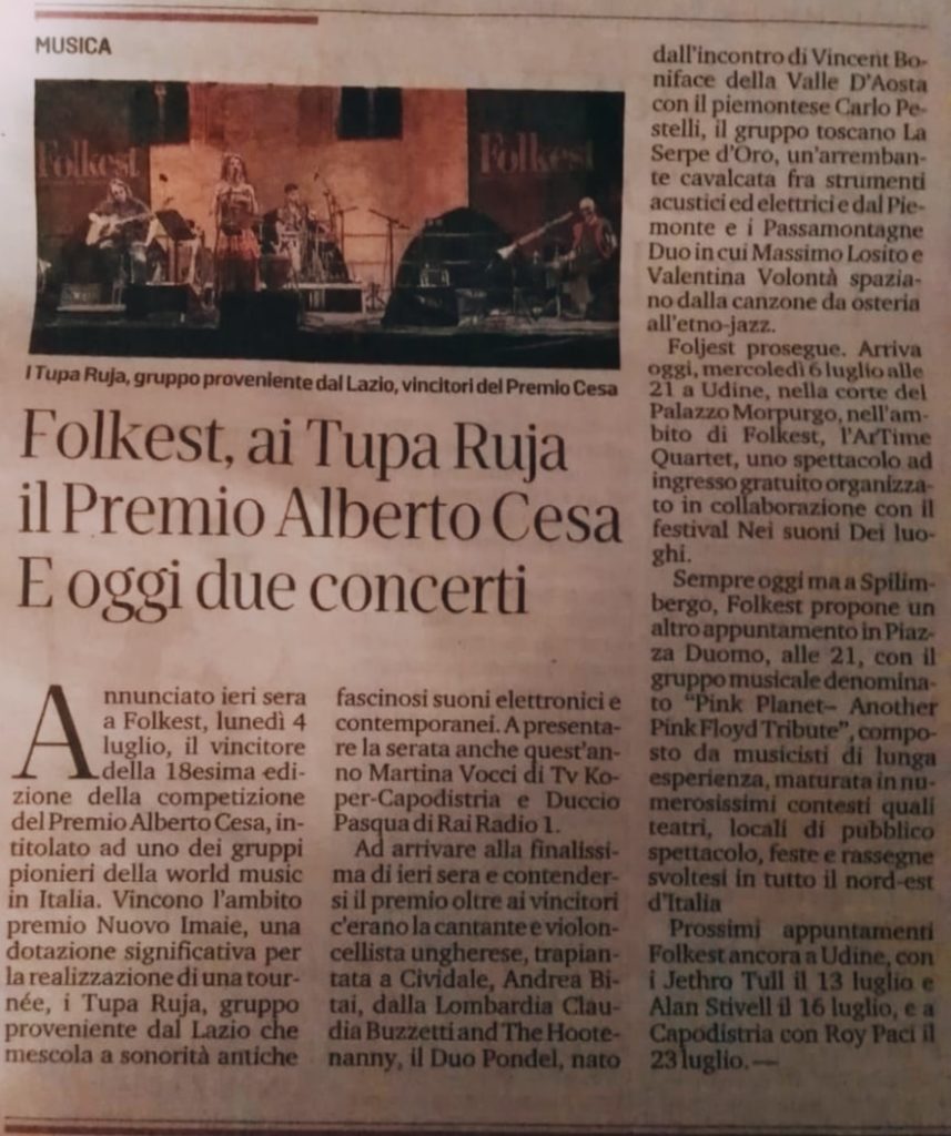 Premio Alberto Cesa "Folkest 2022"
